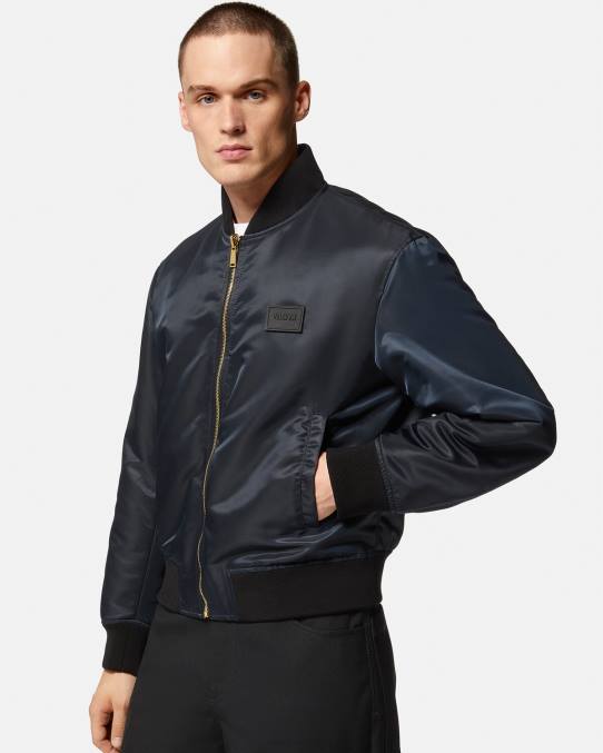 Versace ropa hombres chaqueta bomber reversible barroco 660 6BPV1240 azul y oro