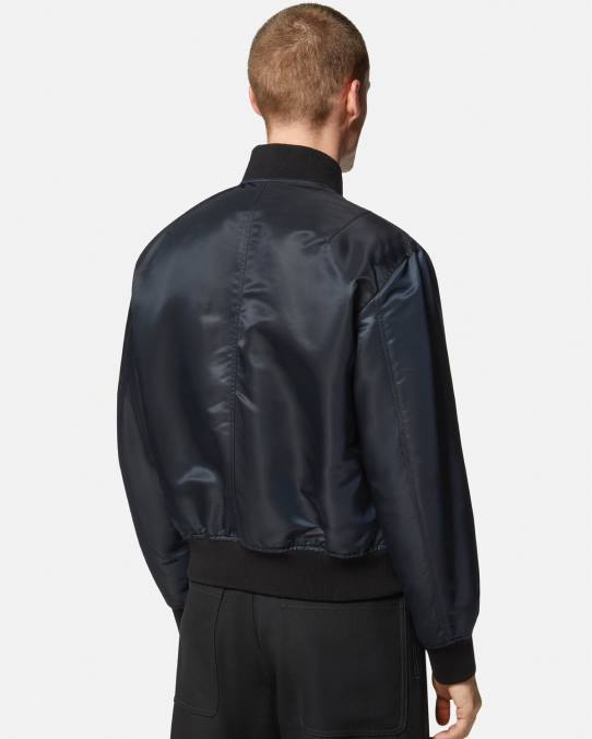 Versace ropa hombres chaqueta bomber reversible barroco 660 6BPV1240 azul y oro