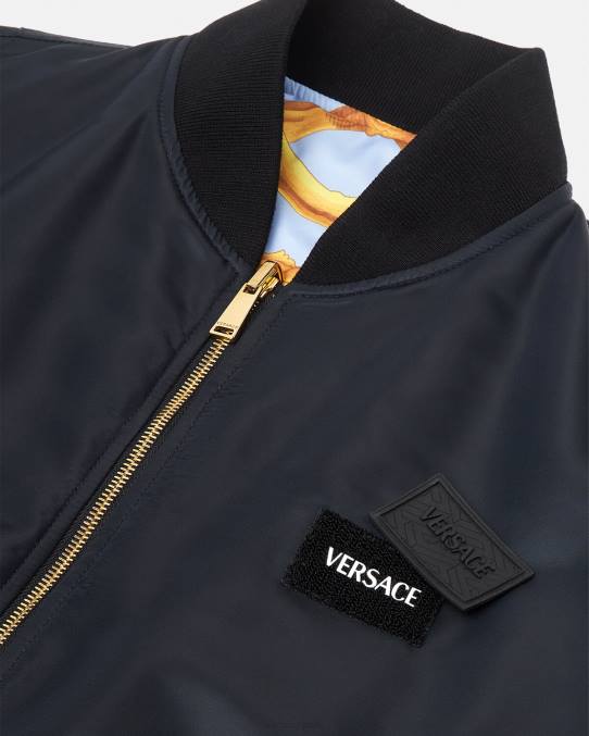 Versace ropa hombres chaqueta bomber reversible barroco 660 6BPV1240 azul y oro