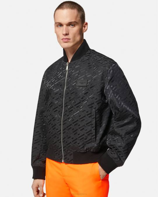 Versace ropa hombres chaqueta bomber reversible la greca 6BPV1246 negro