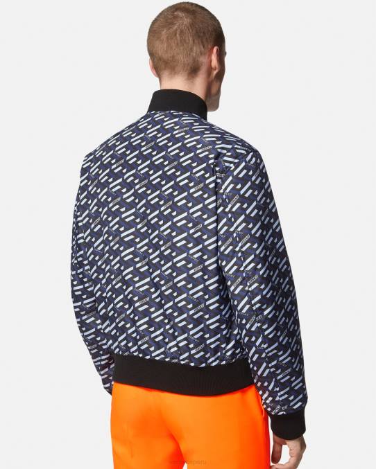 Versace ropa hombres chaqueta bomber reversible la greca 6BPV1246 negro