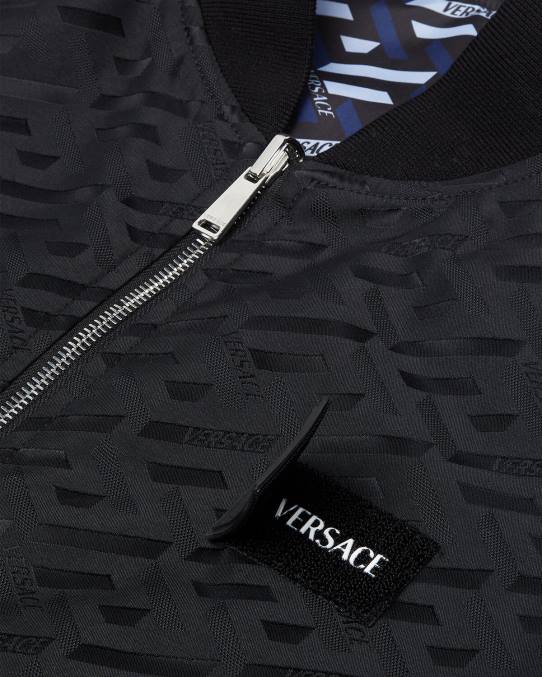 Versace ropa hombres chaqueta bomber reversible la greca 6BPV1246 negro