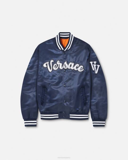 Versace ropa hombres chaqueta bomber universitaria de nailon 6BPV1230 azul
