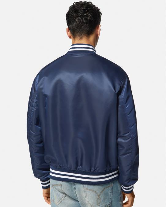 Versace ropa hombres chaqueta bomber universitaria de nailon 6BPV1230 azul