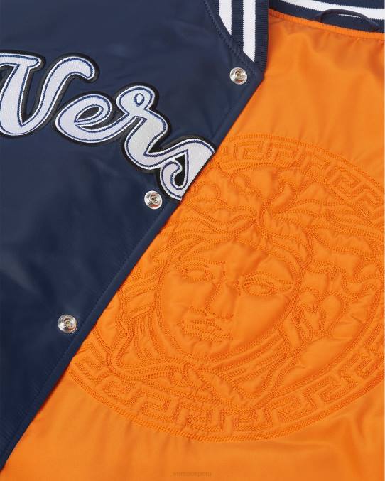 Versace ropa hombres chaqueta bomber universitaria de nailon 6BPV1230 azul