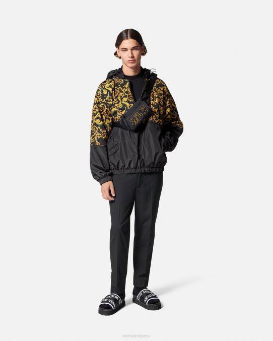 Versace ropa hombres chaqueta con capucha de alta costura 6BPV2380 oro negro