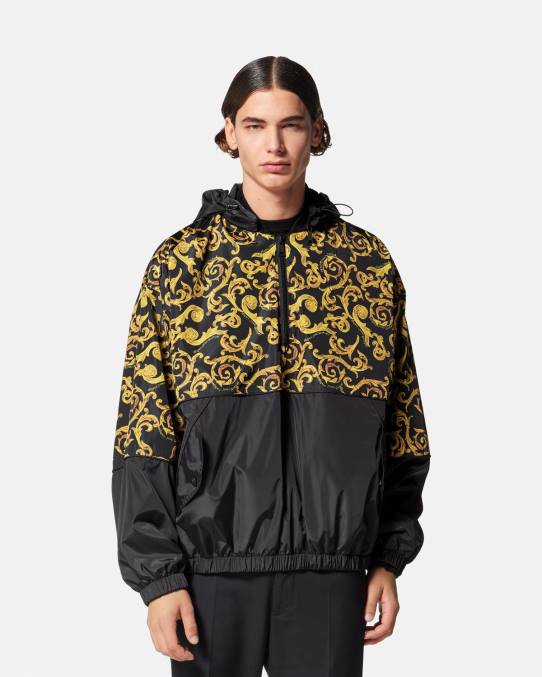 Versace ropa hombres chaqueta con capucha de alta costura 6BPV2380 oro negro