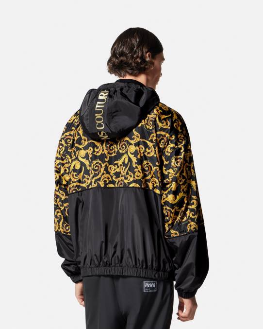 Versace ropa hombres chaqueta con capucha de alta costura 6BPV2380 oro negro