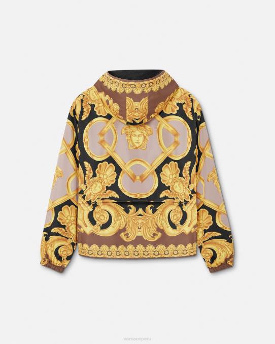 Versace ropa hombres chaqueta cortavientos barroco 660 6BPV1241 marrón y dorado