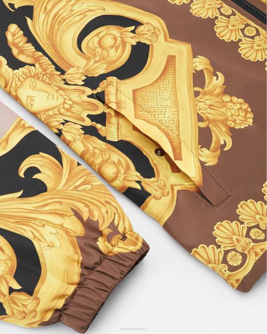 Versace ropa hombres chaqueta cortavientos barroco 660 6BPV1241 marrón y dorado