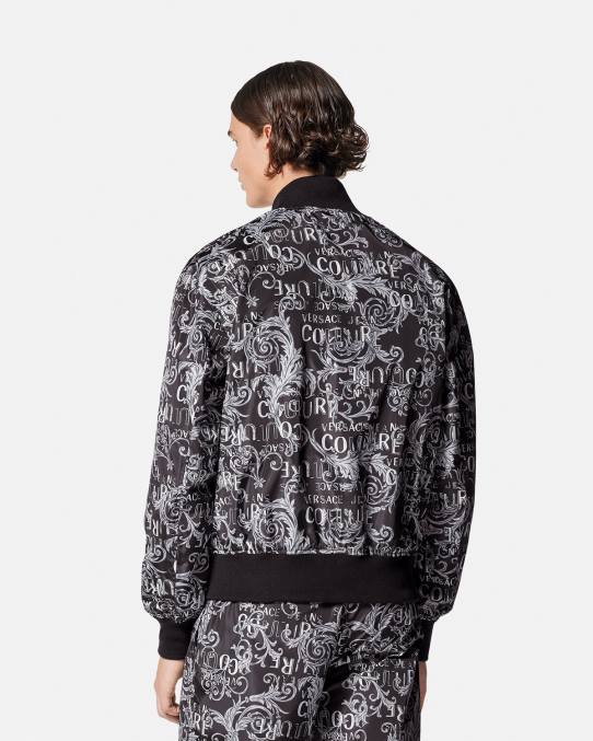 Versace ropa hombres chaqueta reversible de alta costura con logo 6BPV2415 negro y estampado
