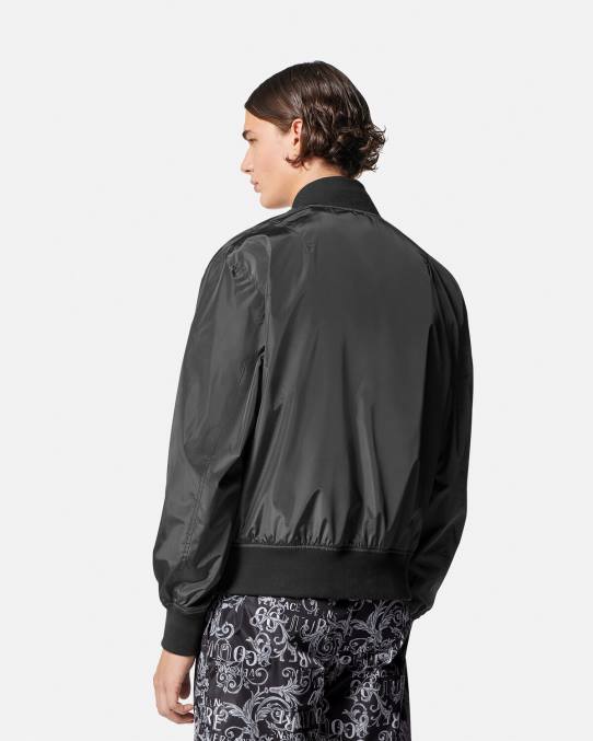 Versace ropa hombres chaqueta reversible de alta costura con logo 6BPV2415 negro y estampado
