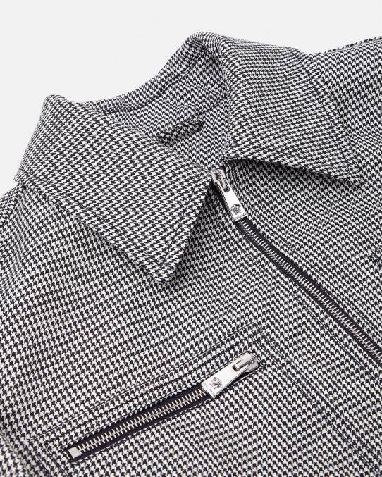 Versace ropa hombres chaqueta tipo blusón con cremallera y pata de gallo 6BPV1259 blanco negro