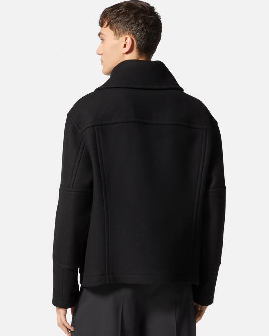 Versace ropa hombres chaqueta tipo blusón de lana con medusa 6BPV1251 negro