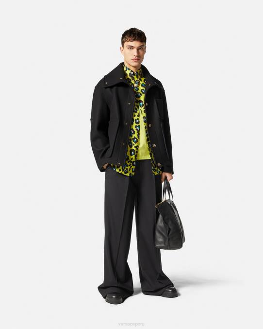 Versace ropa hombres chaqueta tipo blusón de lana con medusa 6BPV1251 negro