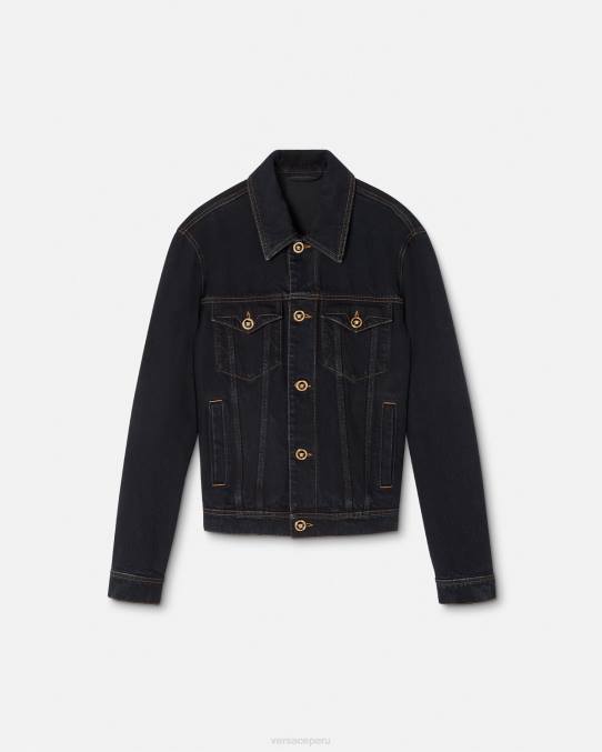 Versace ropa hombres chaqueta vaquera con medusa 6BPV1252 negro