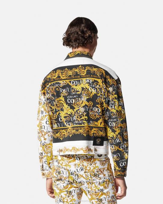 Versace ropa hombres chaqueta vaquera de alta costura con logo 6BPV2416 oro y blanco