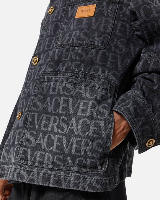Versace ropa hombres chaqueta vaquera integral 6BPV1224 negro y estampado