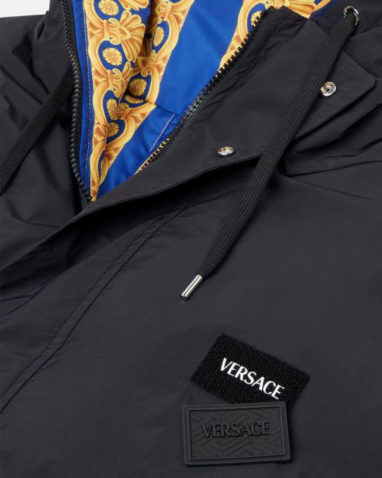 Versace ropa hombres parka acolchada reversible barroco 660 6BPV1239 azul y oro