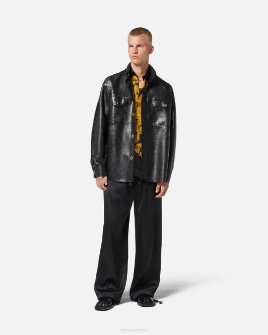 Versace ropa hombres sobrecamisa de látex barroco 6BPV1237 negro