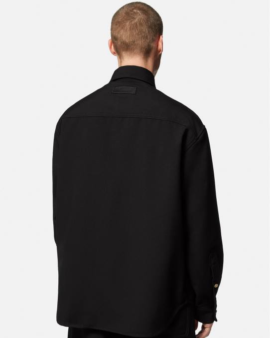 Versace ropa hombres sobrecamisa de lana virgen con medusa 6BPV1229 negro