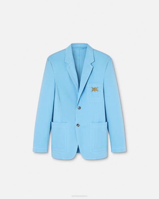 Versace ropa hombres blazer con botonadura sencilla y Medusa Biggie 6BPV1266 azul claro
