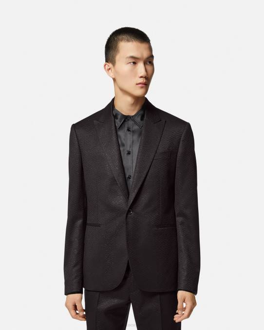 Versace ropa hombres blazer con greca en jacquard 6BPV1277 negro
