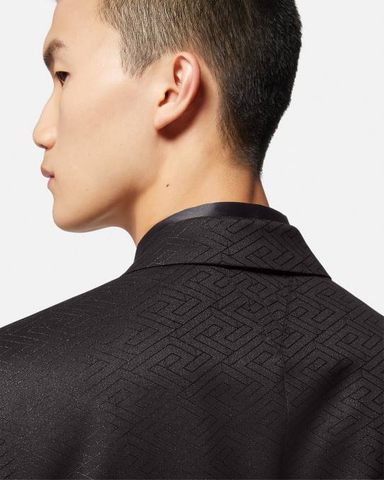 Versace ropa hombres blazer con greca en jacquard 6BPV1277 negro