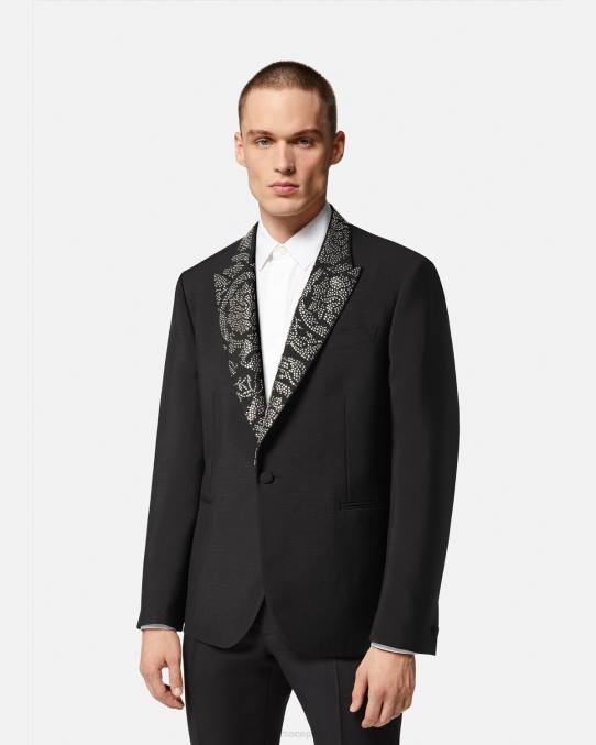 Versace ropa hombres blazer con silueta barroco y tachuelas 6BPV1275 negro
