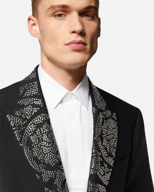 Versace ropa hombres blazer con silueta barroco y tachuelas 6BPV1275 negro