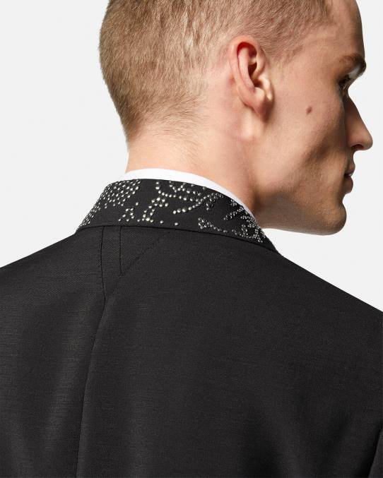 Versace ropa hombres blazer con silueta barroco y tachuelas 6BPV1275 negro