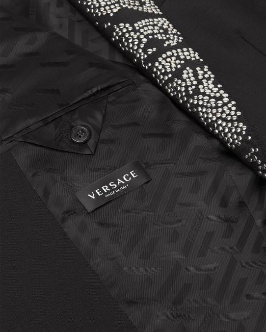 Versace ropa hombres blazer con silueta barroco y tachuelas 6BPV1275 negro