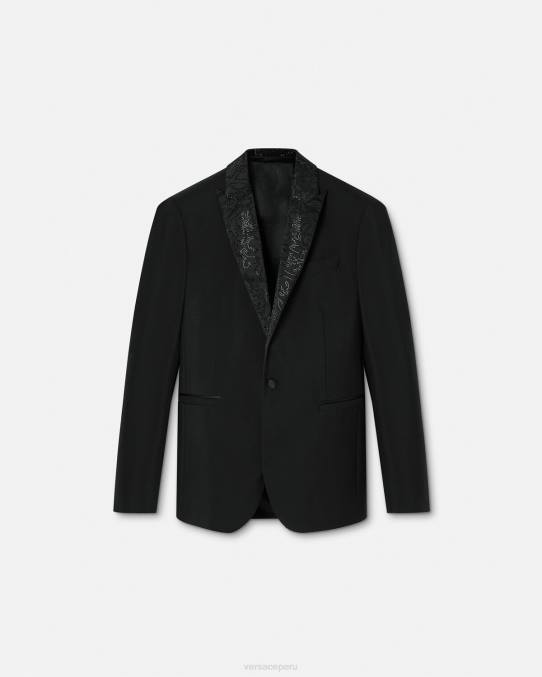 Versace ropa hombres blazer de noche con silueta barroca 6BPV1265 negro