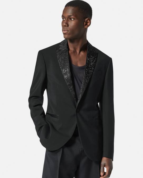 Versace ropa hombres blazer de noche con silueta barroca 6BPV1265 negro