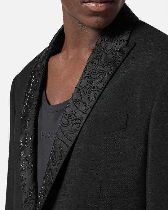 Versace ropa hombres blazer de noche con silueta barroca 6BPV1265 negro