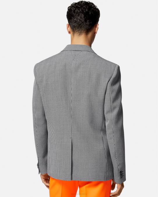 Versace ropa hombres blazer universitario con logo de pata de gallo 6BPV1278 blanco negro