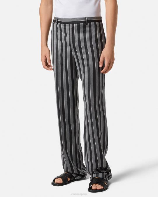 Versace ropa hombres pantalones de lana a rayas 6BPV1269 gris