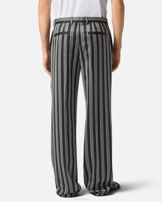Versace ropa hombres pantalones de lana a rayas 6BPV1269 gris