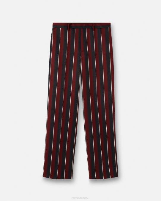 Versace ropa hombres pantalones de lana a rayas 6BPV1270 rojo y gris