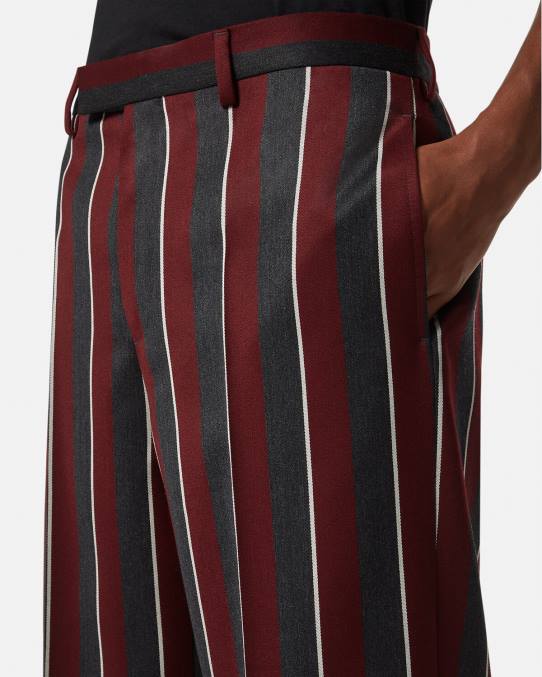 Versace ropa hombres pantalones de lana a rayas 6BPV1270 rojo y gris