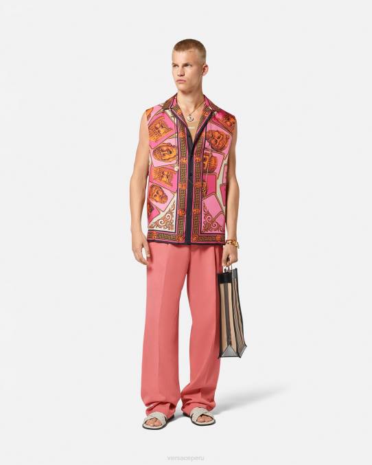 Versace ropa hombres pantalones formales de pierna ancha 6BPV1274 rosa