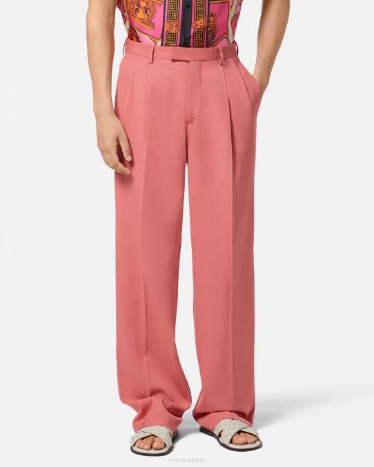 Versace ropa hombres pantalones formales de pierna ancha 6BPV1274 rosa