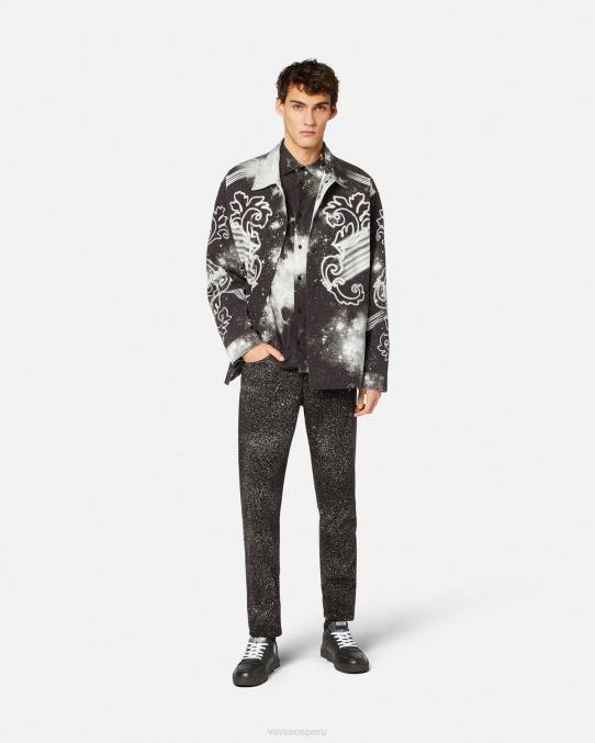 Versace ropa hombres jeans interestelares Júpiter 6BPV2384 negro