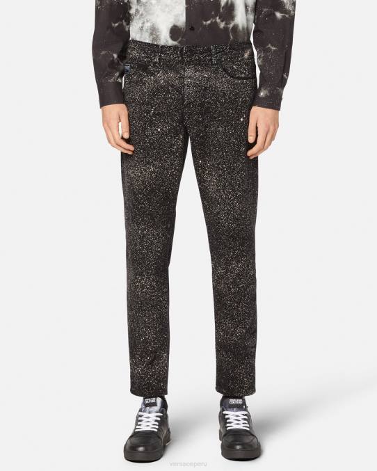 Versace ropa hombres jeans interestelares Júpiter 6BPV2384 negro