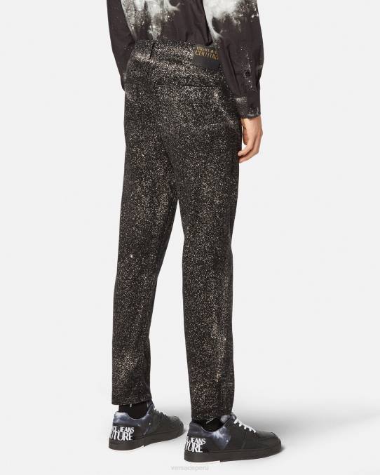 Versace ropa hombres jeans interestelares Júpiter 6BPV2384 negro