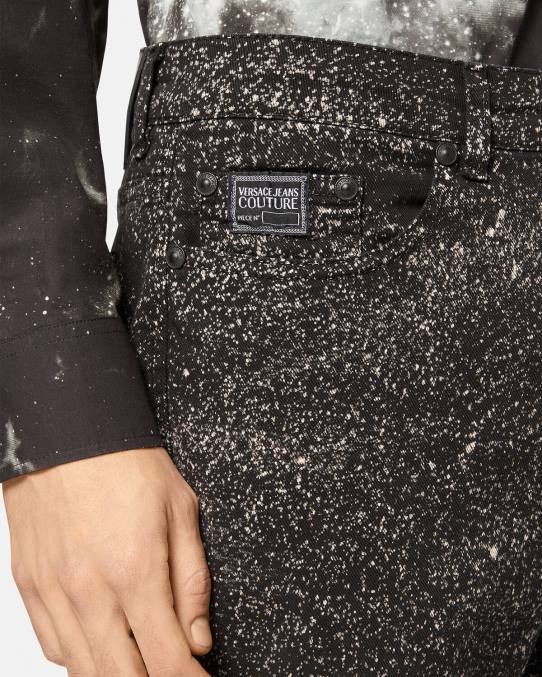 Versace ropa hombres jeans interestelares Júpiter 6BPV2384 negro