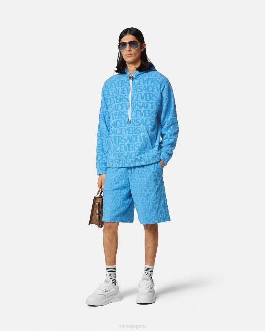 Versace ropa hombres pantalones cortos de toalla 6BPV1431 azul claro