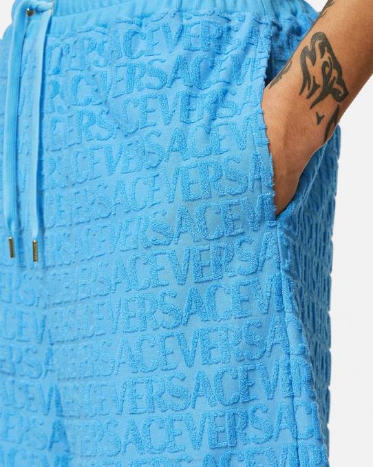 Versace ropa hombres pantalones cortos de toalla 6BPV1431 azul claro