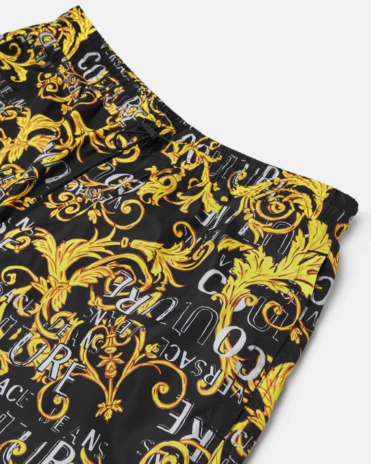 Versace ropa hombres pantalones de alta costura con logo 6BPV2430 oro negro