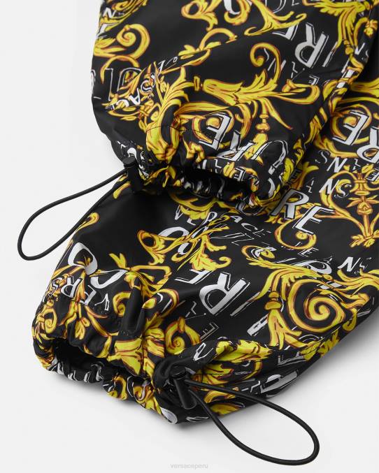 Versace ropa hombres pantalones de alta costura con logo 6BPV2430 oro negro